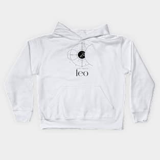 Black and White Minimalist Leo Zodiac Constellation Astrology Kids Hoodie